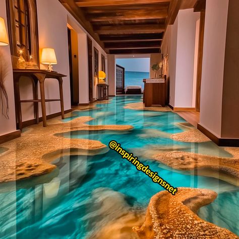 This Stunning Beach Flooring Is Made From Sand and Epoxy 3d Epoxy Floor Designs, Beach Flooring, 3d Epoxy Floor, Epoxy Floor Designs, Epoxy Floor 3d, Resin Floor, Wood Bathtub, Sand Floor, Epoxy Floors