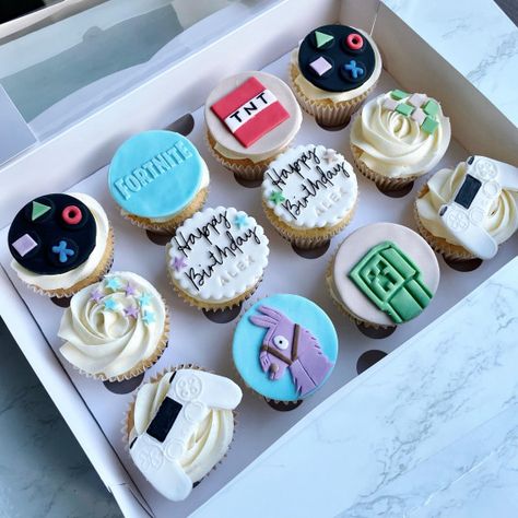 Gaming themed cupcakes, Fortnite & Minecraft cupcakes, fortnite cupcakes, minecraft cupcakes, children cupcakes, birthday cupcakes Gaming Cupcakes For Boys, Fortnight Cupcakes, Gamer Cupcakes Birthday, Fortnite Cupcakes Ideas, Fortnite Cupcakes, Fortnite Birthday Cupcake Ideas, Minecraft Cupcakes, Minecraft Blocks, Baking Business