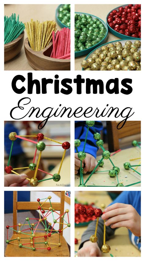 How to Set Up a Fun and Simple Christmas Engineering Activity Holiday Stem Activities, Christmas Stem Activities, Holiday Stem, Preschool Christmas Activities, Christmas Units, Preschool Stem, Christmas Science, Christmas Stem, Engineering Activities