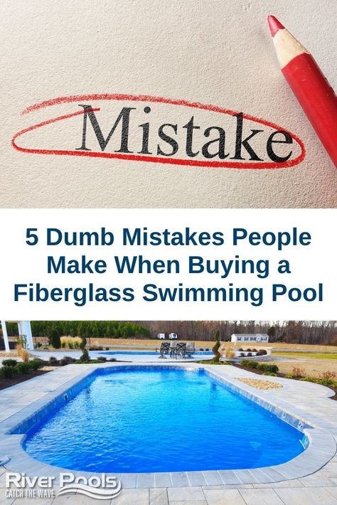 Are you interested in getting a fiberglass pool for your home? Be sure to avoid these top 5 pool buying mistakes! Fiberglass Pool Cost, Small Fiberglass Pools, Fiberglass Pool Installation, Inground Pool Landscaping, Small Backyard Design Layout, Pool Cost, Simple Pool, Beach Entry Pool, Pool Prices