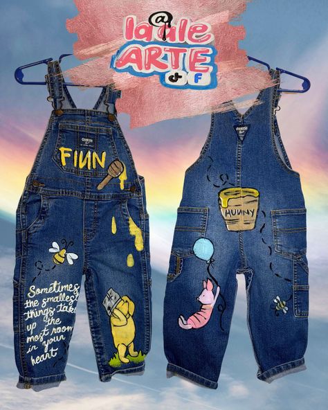 Whinnie the Pooh custom overalls 🫶🏼🍯. #localartist #trend #explore #fyp #parati #🍯 #disney #whinniethepooh #pooh #disneyart Disney Outfits Winnie The Pooh, Winnie The Pooh Cardigan, Custom Overalls, Disney Overalls, Winnie The Pooh Varsity Jacket, Winnie The Pooh Overalls, Denim Diy, Local Artists, Disney Art