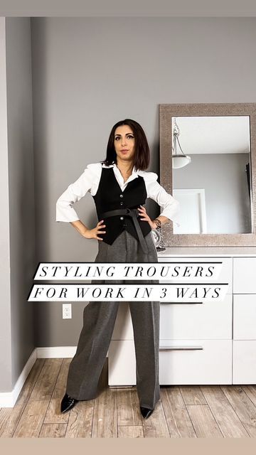 Work Wear Outfits, Long Vest, Classic Pants, Long Vests, Suit Vest, Fashion Today, Office Wear, Wide Leg Trousers, Calgary