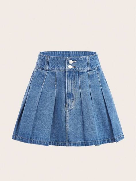 Search denim pleaded skirts | SHEIN USA Pleated Denim Skirt, Pleaded Skirt, Photo Cutout, Pleated Denim, Denim Skirt Women, Denim Skirts, Dream Wardrobe, Online Fashion, Women Clothing