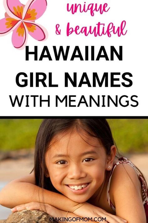 Love Hawaiian girl names? Here are 45+ options for your baby girl with meanings. Hawaiian names are beautiful, unique and often nature inspired. If you love the natural world and the beach you'll love these musical names. Beautiful Hawaiian Words, Hawaiian Names Girl, Hawaiian Names And Meanings, Hawaiian Baby Names, Hawaiian Baby Girl Names, Polynesian Names, Musical Names, Ocean Baby Names, Beach Names