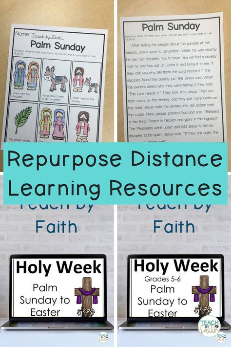 repurpose-distance-learning-resources Holy Week Activities, Maundy Thursday, Palm Sunday, Holy Week, Middle School Student, Student Activities, Lessons For Kids, Teaching Classroom, Learning Resources