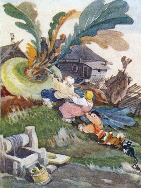 Folktale Art, The Enormous Turnip, Lines Illustration, Fairy Tale Illustration, Storybook Art, Russian Folk, Illustration Vintage, Antique Postcard, Vintage Soviet