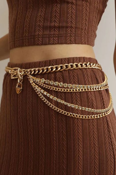 DETAILS: Material: Iron Imported Product measurements: 25.6+12 in Rihnestone Belt, Statement Belts Women, Layered Belts, Metal Belts, Statement Belts, Stylish Belts, Bi Fashion, Chains Aesthetic, Metal Chain Belt