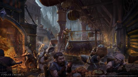 ArtStation - Heroes' Feast : Dwarven Cuisine Chapter Opener, Kevin Sidharta Chapter Opener, Out Of The Abyss, Literary Genre, Fiction Idea, Image Painting, Fantasy City, Fantasy Places, Penguin Random House, Random House