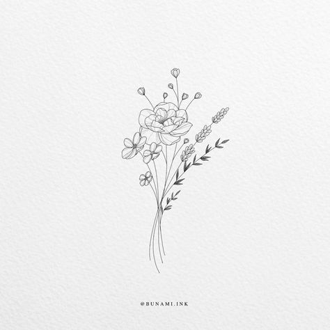 Alina | Unique Fine Tattoo Art on Instagram: “F L O R A L B O U Q U E T W A N N A D O D E S I G N (sold) Available Tattoo design for spring bookings 2020 🖤 Recommended…” Bunami Ink, Homemade Tattoos, Bouquet Tattoo, Wildflower Tattoo, Illustration Tattoo, Men Tattoos, Small Flower Tattoos, Inspiration Tattoos, Flower Tattoo Sleeve