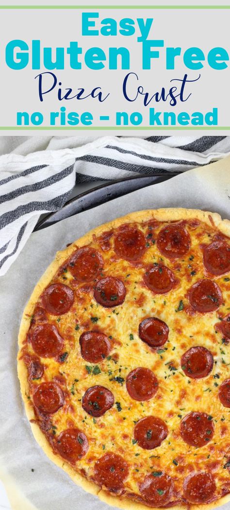 This is the only Gluten Free Pizza Crust you'll ever need. Easy to make - no knead - no rise - chewy and crispy. Perfect every time. Pizza Crust No Rise, Easy Gluten Free Pizza Crust, Best Gluten Free Pizza Crust, Dairy Free Pizza Crust, Gluten Free Pizza Crust Easy, Gluten Free Pizza Dough Recipe, Gluten Free Pizza Crust Recipe, Easy Pizza Crust, Gluten Free Pizza Dough