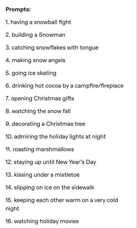 Writing Prompts Christmas, Christmas Romance Writing Prompts, Christmas Prompts Writing, Christmas Story Prompts, Winter Prompts, Rp Prompts, Christmas Prompts, Fanfic Writing, Romance Prompts