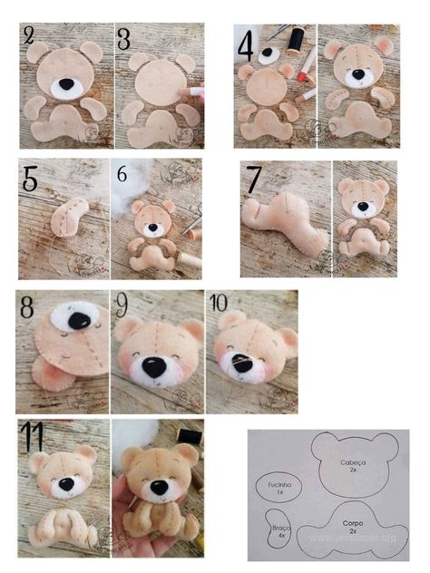 Felt Animal Patterns Free Templates, Pannolenci Ideas, Felt Teddy Bear, Fabric Christmas Ornaments Patterns, Felt Doll Patterns, Christmas Ornaments Patterns, Bear Felt, Teddy Bear Sewing Pattern, Felt Toys Patterns