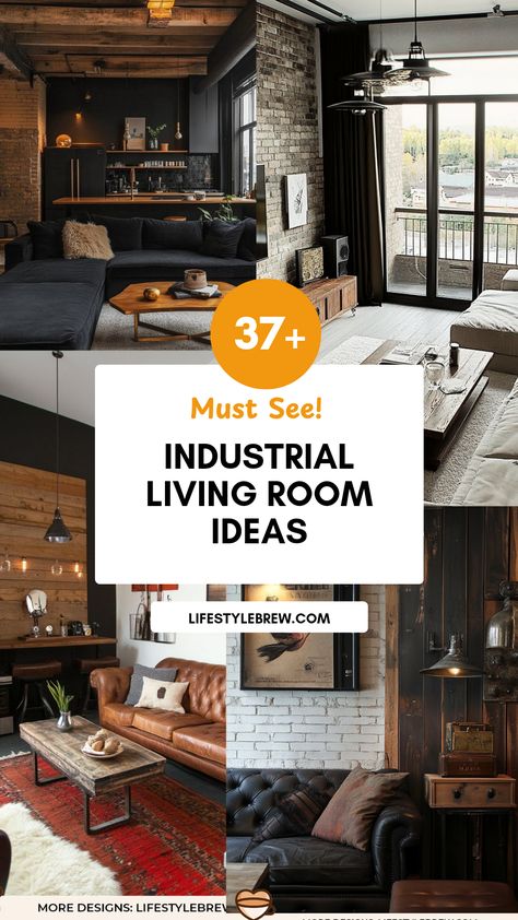 Discover 37 inspiring industrial living room ideas that transform your space into a stylish urban oasis. Featuring raw textures, minimalist designs, and handsome metal fixtures, these ideas capture the essence of industrial chic decor. Perfect for anyone hoping to create a cozy yet modern atmosphere, our collection showcases bold accents and innovative layouts. Explore how to combine reclaimed wood with brick walls and industrial lighting for a look that feels both inviting and edgy. Get ready to redefine your living room with these creative transformations. Living Room New York Style, Small Industrial Living Room Ideas, Industrial Beige Living Room, Antique Industrial Living Room, Bohemian Industrial Decor Living Room, Contemporary Small Living Room Ideas, Industrial Small Living Room, Brick Wall Living Room Decor, Wood And Metal Living Room