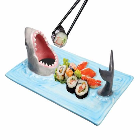 Shark Plate, Fish Serving Platter, Sushi Platte, Shark Mouth, Sushi Platter, Small Dishes, Sculptures Céramiques, Sushi Plate, Cerámica Ideas