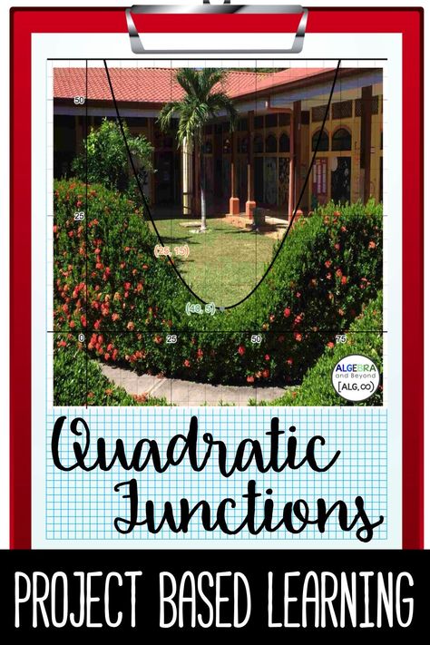 Students analyze parabolas in the real world using Demos. In this project, students identify characteristics of quadratic function graphs and find the equation of a quadratic. Great way to connect math and real life! Quadratic Equations Project, Quadratic Functions Project, Algebra 1 Projects High Schools, High School Math Projects, Quadratic Function In Real Life, Parabola In Real Life, Quadratic Functions Activities, Exponential And Logarithmic Functions, Graph Of Polynomial Function In Real Life