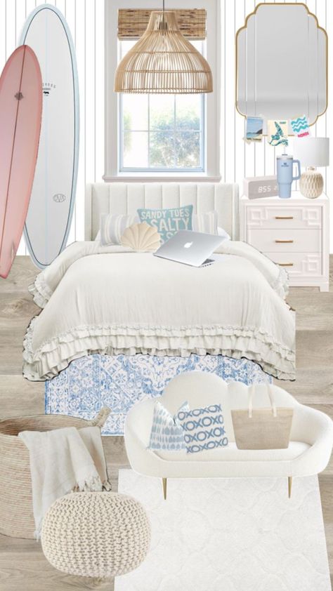 #draft Coconut Room, Costal Bedroom, Surf Room Decor, Coastal Room Decor, Teen Bedroom Ideas, Ocean Room Decor, Beachy Room Decor, Beach Room Decor, Beachy Room