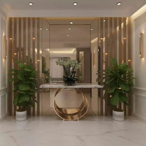 Entrance Hall Decor Luxury, Home Entrance Decor Entryway, Modern Entryway Decor, Entrance Foyer Design, Entrance Hall Decor, Villa Cottage, Mirror Decor Living Room, Design Hall, Lobby Interior Design