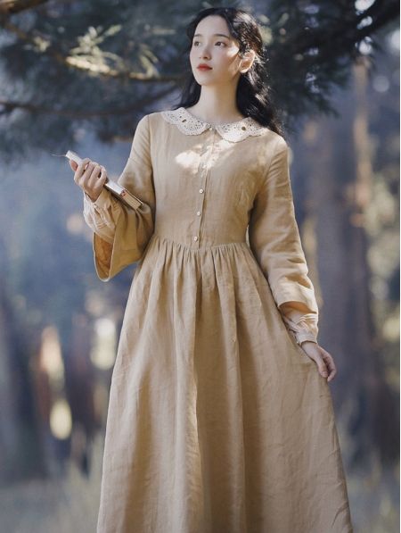 Vintage Long Sleeve Medieval Inspired Long Dress - Devilnight.co.uk #gothicdress #medievaldress#vintagemedievaldress#longsleevemedievaldress #medievalinspireddress 1910s Dress Casual, Modest Long Dress, 1950s Dress Casual, Long Vintage Dresses, Cottagecore Style, Night Dress For Women, Vintage Long Sleeve, Muslimah Fashion Outfits, Medieval Fashion