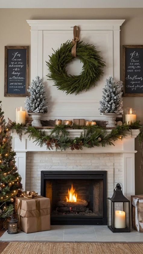 Transform your living room into a cozy winter wonderland with these rustic Christmas decor ideas From simple and modern DIY projects to white natural and farmhouse-inspired decorations make your space merry and bright effortlessly Embrace the charm of country-inspired elements with easy and elegant living room decor ideas White Christmas Mantle Decor, White Christmas Mantle, Rustic Christmas Decor Ideas, Mantle Decorating Ideas, Mantle Decorating, Elegant Living Room Decor, Rustic Christmas Decor, Peppermint Hot Chocolate, Christmas Mantle Decor