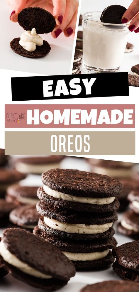 Ready Recipes, Cupcakes Oreo, Homemade Oreo Cookies, Homemade Oreos, Oreo Fluff, Oreo Cookie Recipes, Oreo Desserts, Dessert Oreo, Vanilla Filling