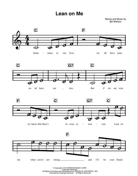 Lean On Me Piano Sheet Music, Violin Tabs Easy, Easy Piano Songs Sheet Music, Piano Tabs, Oboe Music, Piano Songs Sheet Music, Piano Sheet Music Letters, Piano Music Easy, Easy Sheet Music