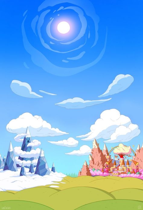 Adventure Time Clouds, Aesthetic Adventure Time Wallpaper, Adventure Time Scenery, Adventure Time Landscape, Aesthetic Adventure Time, Time Aesthetic Wallpaper, Adventure Time Aesthetic, Adventure Time Background, Grunge Teen