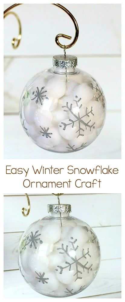 Winter Snowflake Ornament Craft for Kids: Use pom poms and clear plastic bulbs to make these easy and quick Christmas ornaments. Great fine motor practice and perfect for kids of all ages (toddler, preschool and up!) Diy Christmas Ornaments For Toddlers, Classroom Holiday Party, Snowball Ornament, Fine Motor Practice, Easy Christmas Ornaments, Ornament Craft, Kids Christmas Ornaments, Holiday Crafts For Kids, Christmas Ornaments Homemade