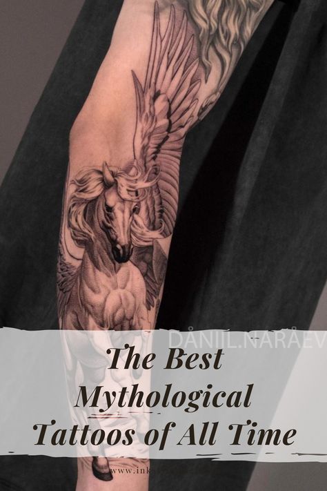 The Best Mythological Tattoos of All Time Mythical Creatures Tattoo Sleeve, Mythological Tattoo, Prometheus Tattoo, Greek Mythology Tattoos, Mythology Tattoos, Mythological Creatures, Greek Mythology, Tattoo Sketches, Arm Tattoo