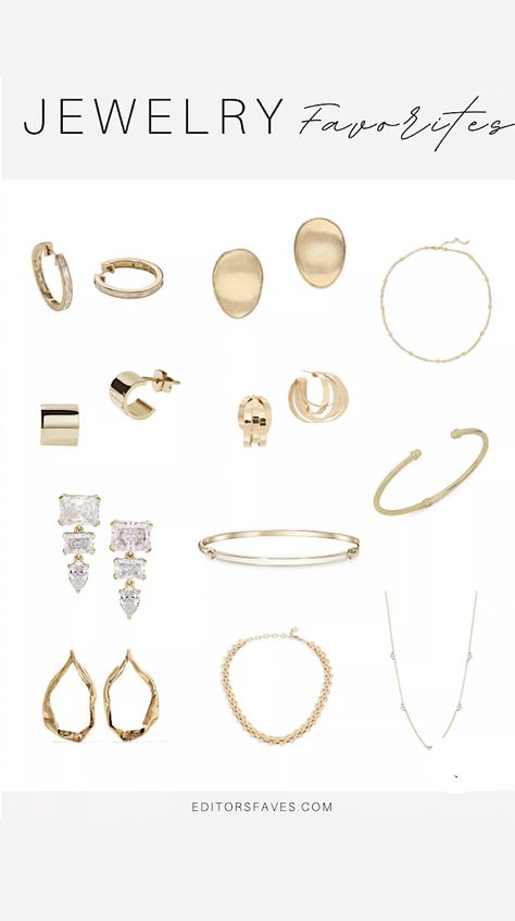 Sophisticated with quiet elegance, these gold earrings and necklaces will make any outfit sparkle. Visit the Editors Faves blog for classy, refined and high-quality styling tips. Classic Gold Jewelry, Wardrobe Checklist, Capsule Wardrobe Checklist, Quiet Elegance, Capsule Wardrobe Outfits, Fall Capsule Wardrobe, Wardrobe Outfits, Classic Gold, Styling Tips