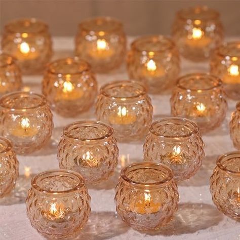 Amazon.com: Bokon 24 Pcs Votive Candle Holders and LED Tea Light Candles Set, Round Speckled Glass Candle Holders with Flameless Tealights Centerpiece Table Decor for Valentine's Day Wedding Party(Gold) : Home & Kitchen Tealights Centerpiece, Brunch Reception, Led Tea Light Candles, Flameless Tea Lights, Centerpiece Table, Light Candles, Valentines Day Weddings, Votive Candle, Votive Candle Holders