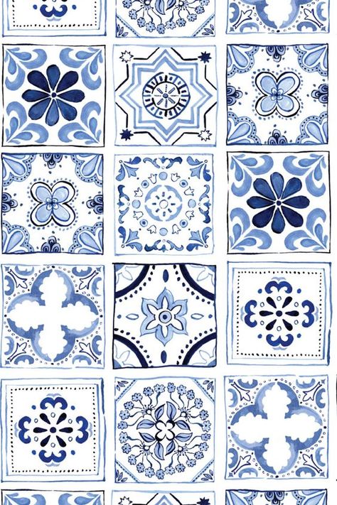 Pattern design Surface Pattern Design Trends 2022, Blue And White Aesthetic, Blue Pottery Designs, Italian Tiles Pattern, Design Trends 2022, Pattern Design Ideas, Watercolor Pattern Design, Spanish Pattern, Italian Pattern