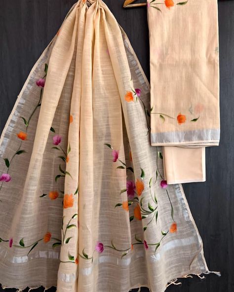 Premium Linen Cotton Suit With Linen Dupatta Bagru Hand Block Printed. Made up of Natural dyes. Details: 2.5meter top./linen cotton 2.5meter bottom./cotton 2.5meter dupatta./linen cotton #linendressmaterial #bagruprintsuits #pfbagru #lovebagru #bagrutextile #bagruprintfactory Linen Dupatta, Bagru Print, Linen Suit, Printed Linen, Linen Dress, Natural Dyes, Block Print, Textiles, Dye