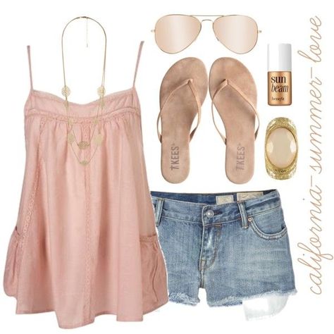 "Beach Summer Outfit" by california-summer-love on Polyvore Teen Fashion Outfits Summer, Micro Shorts, Summer Fashion For Teens, California Summer, Summer Outfits For Teens, Summer Beach Outfit, Beach Outfits, Looks Chic, Pink Ring