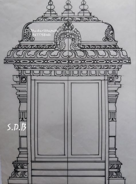 Prabhavali Design Sketch, Animal Stencil Art, Temple Wall Art, Temple Drawing, Ancient Drawings, Indian Temple Architecture, Paper Art Sculpture, Lotus Flower Art, Temple Design For Home