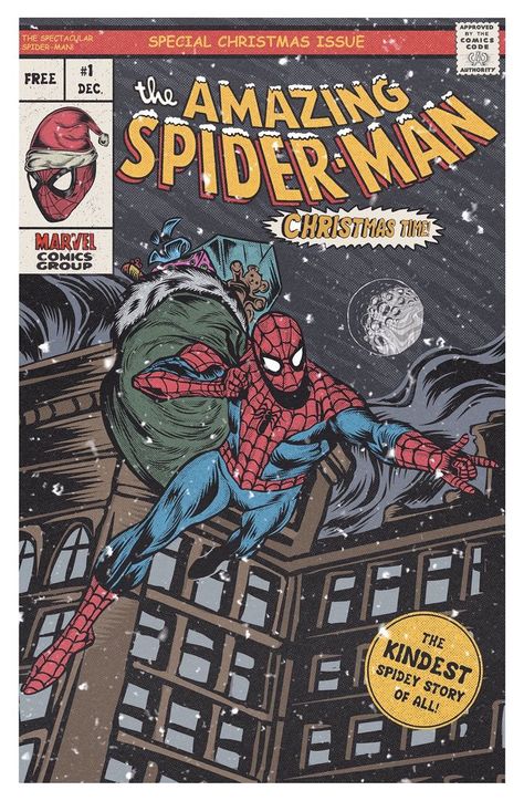 Amazing Spider-man --- by dvglzv Spiderman Christmas, Spiderman Poster, The Amazing Spiderman, Marvel Comics Vintage, Marvel Movie Posters, Christmas Comics, Comic Poster, The Amazing Spider Man, Marvel Posters