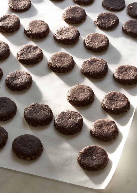 These raw vegan chocolate cookies are easy to make in the dehydrator, and are rich, decadent, and delicious. Dehydrator Cookies, Backpacking Food Ideas, Cashew Cookies, Raw Vegan Chocolate, Chocolate Cashew, Vegan Chocolate Cookies, Desert Dessert, Raw Treats, Dehydrated Foods