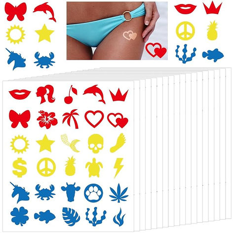 600 Pieces Tanning Sunbathing Stickers Self Adhesive Body Stickers for Tanning Perforated Tanning Bed Stickers Removable Tanning Mermaid Butterfly Dolphin Lightning Feet Stickers, 30 Styles Mermaid Butterfly, Tanning Stickers, Tanning Tattoos, Spray Tan Solution, Natural Tanning, Tan Tattoo, Summer Stuff, Tanning Bed, Tan Body