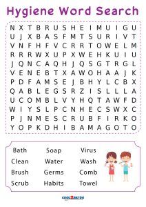 Hygiene Worksheets For Kids, Personal Hygiene Worksheets, Hygiene Lessons, Kids Hygiene, Worksheet For Class 2, Word Search Puzzles Printables, Good Hygiene, Food Hygiene, Free Puzzles