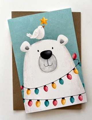 JanesDoodles - Etsy Croatia Polar Bear Christmas Cards, Holiday Paintings, Polar Bear Illustration, Images Noêl Vintages, Cards Drawing, Christmas Cards Drawing, Chrismas Cards, Polar Bear Art, Christmas Card Illustration