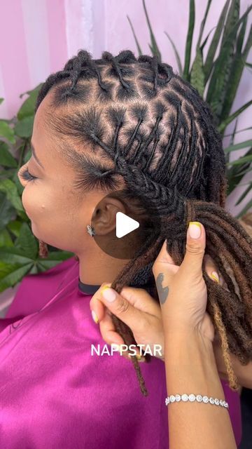 Annette Roche on Instagram: "Inverted French braids with Pipe Cleaner Bangs ✨ I Love styling Locs ✨❤️ book appointment now www.NappStar.com #locs #locstylesforwomen" Braided Loc Updo, Black Hair Locks, Styling Locs, Inverted French Braid, Book Appointment Now, Short Dreadlocks Styles, Dreads Styles For Women, Loc Updo, Short Hair With Beard