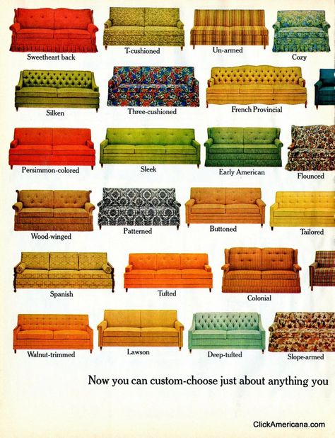 Hide-a-Bed sofa styles (1965) Beautyrest Mattress, Fold Out Beds, Hidden Bed, Modern Cushions, Elegant Sofa, Retro Interior, Types Of Sofas, Sofa Styling, Spare Bedroom