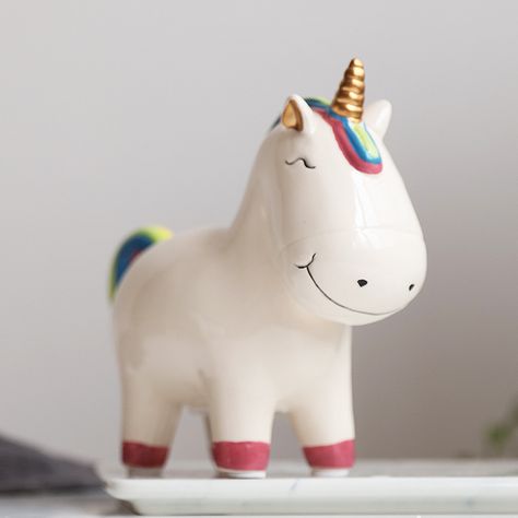 Unicorn Piggy Bank, Kawaii Unicorn, Cash Box, White Unicorn, Room Display, Unicorn Gifts, Ceramic Animals, Cute Unicorn, Money Box