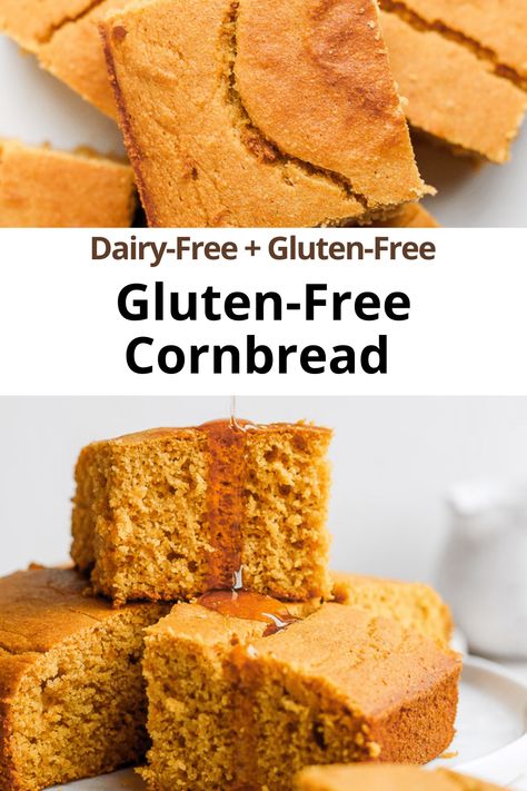 Gluten Free Cornbread - a tried and true gluten-free + dairy-free cornbread recipe! Perfect for Thanksgiving or a cozy bowl of chili! #glutenfreecornbread #fallrecipes #thanksgivingrecipes #dairyfreecornbread #sidedish Dairy Free Cornbread Recipe, Gluten Free Cornbread Recipe, Bowl Of Chili, Savory Breads, Gluten Free Cornbread, Healthy Thanksgiving Recipes, Lactose Free Recipes, Homemade Cornbread, Sweet Cornbread