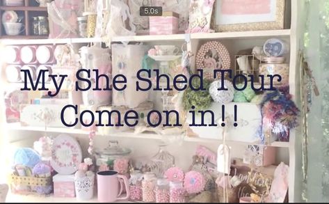 Shabby Chic She Shed Interior, Shed Craft Room, She Shed Craft Room Ideas, Small She Shed, Shabby Chic She Shed, Tiny She Shed, She Shed Craft Room, French Country Crafts, She Shed Interior