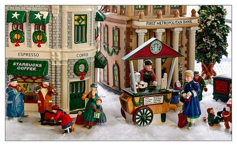 We have the Starbucks building.  THE ORIGINAL SNOW VILLAGE RETIRED STARBUCKS COFFEE Starbucks Building, Bookshelf Clutter, Starbucks Shop, Christmas Village Decorations, Tree Village, Christmas Village Collections, Christmas Tree Village, Lemax Christmas Village, Lemax Village