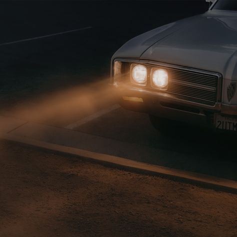 Car Light Painting Photography, Car Headlights At Night, Headlights Aesthetic, Cars Perspective, Night Car Photography, Car Lights At Night, Foggy Car, Finlay Macmillan, Driving In The Dark