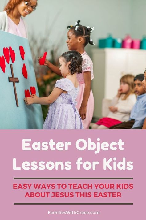 As Christian moms, we want to teach kids about Easter in an age-appropriate way. Find Easter object lessons and so much more to share the story of Jesus' resurrection with your children. #Easter #ChristianMoms #ChristianFamily #SundaySchool #Jesus #ChristianParenting #ResurrectionEggs Easter Egg Lesson, Story Of Jesus Resurrection For Kids, Easter Church Lessons For Kids, Teaching The Easter Story To Preschoolers, Toddler Easter Lesson, Christian Easter Kids Activities, The Easter Story For Kids, Easter Sunday Lesson, Teaching Kids About Easter