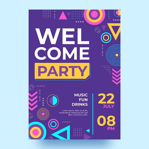 Fun Flyer Design, Outfits Con Jeans, Welcome Party, Dance Poster, Poster Abstract, Welcome Poster, Party Poster, Welcome To The Party, Party Fun