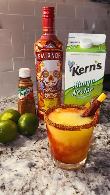 THE LIFE OF THE PARTY on Instagram: "Here is your sign to try out this spicy tamarind vodka🌶🍹 . . We might have a new fave drink! 😋 Recipe: 2oz spicy tamarind smirnoff 2oz mango nectar 1oz lime juice 1oz agave 1cup ice Rim glass with chamoy + tajin Cheers 🥂 . . . #craftycocktails #cocktail #happyhour #summerdays #spicytamarind #refreshingdrink #cocktailsofinstagram #bar #party #mobilebartender #mobilebar #mangonada #cocktailrecipes #mixologist #lifeoftheparty #drinkstagram #drinklocal #barte Tamarind Smirnoff Drinks, Spicy Tamarindo Smirnoff Recipes, Smirnoff Spicy Tamarind Drinks Recipes, Smirnoff Tamarindo Recipes, Spicy Tamarind Vodka Cocktails, Tajin Rimmed Drinks, Drinks With Tajin Rim, Tamarindo Vodka Drinks, Smirnoff Spicy Tamarind Vodka Recipes