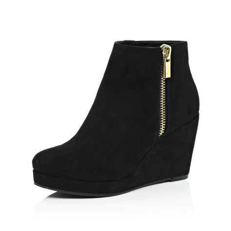 Black Suede Wedge Booties Platform Ankle Boots for Work, Music festival, Date, Big day, Anniversary, Going out | FSJ Wedge Heels Outfit Dress, How To Style Wedges, Black Wedge Ankle Boots, Black Leather Boots Women, Black Wedge Boots, Work Music, Dark Aesthetics, Wedge Heel Boots, Winter Shoes For Women